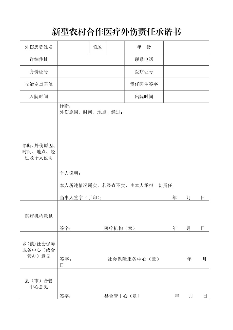 新农合外伤责任承诺书.doc_第1页