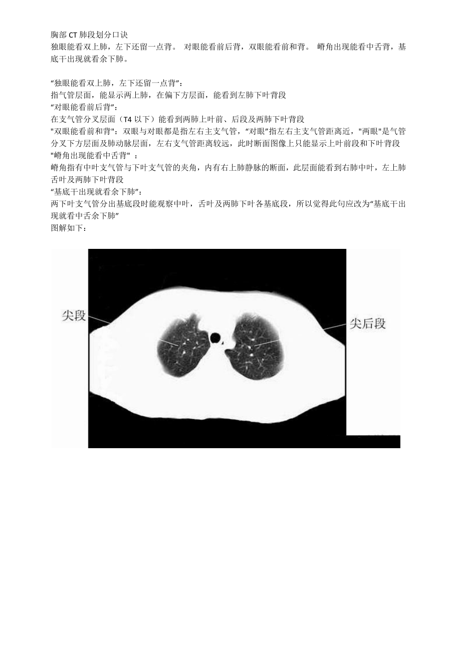 胸部CT肺段划分口诀.docx_第1页