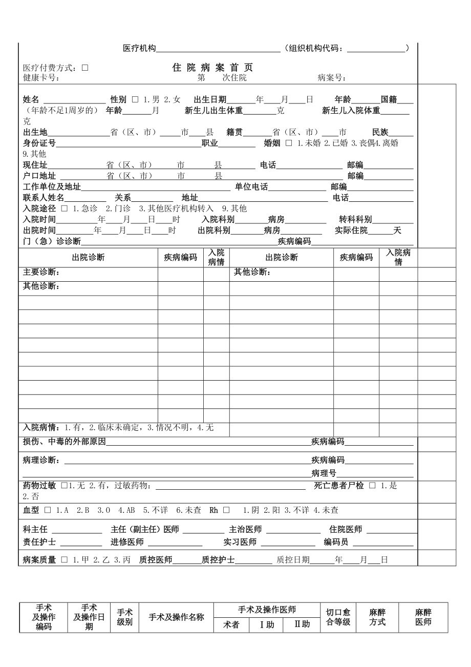 最新病案首页书写规范模板.doc_第1页