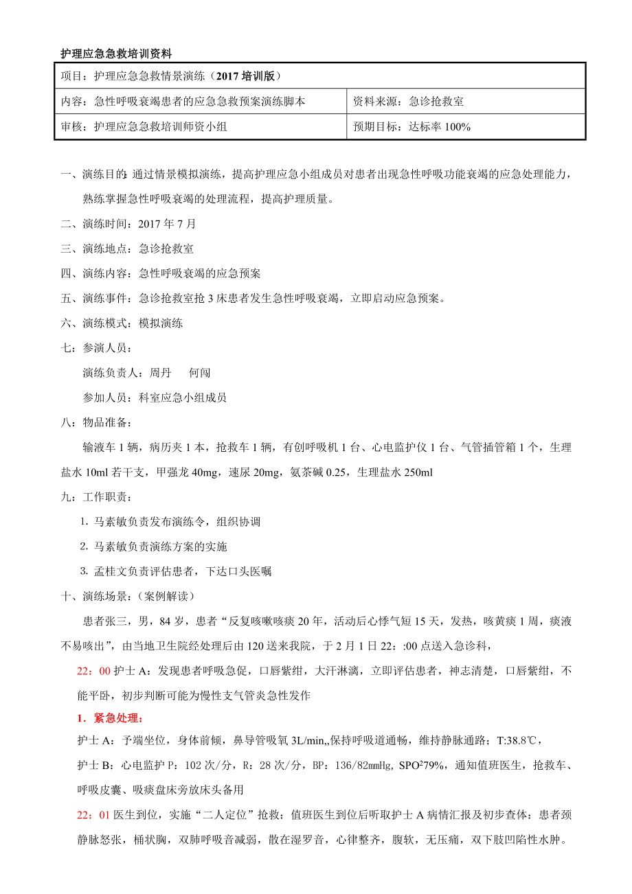 急诊呼吸衰竭患者的应急急救预案.doc_第1页