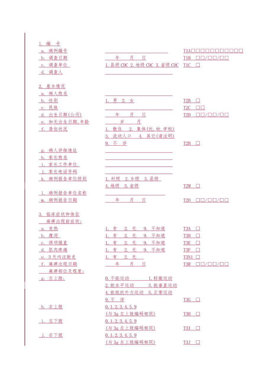 急性弛缓性麻痹病例个案调查表.doc_第3页