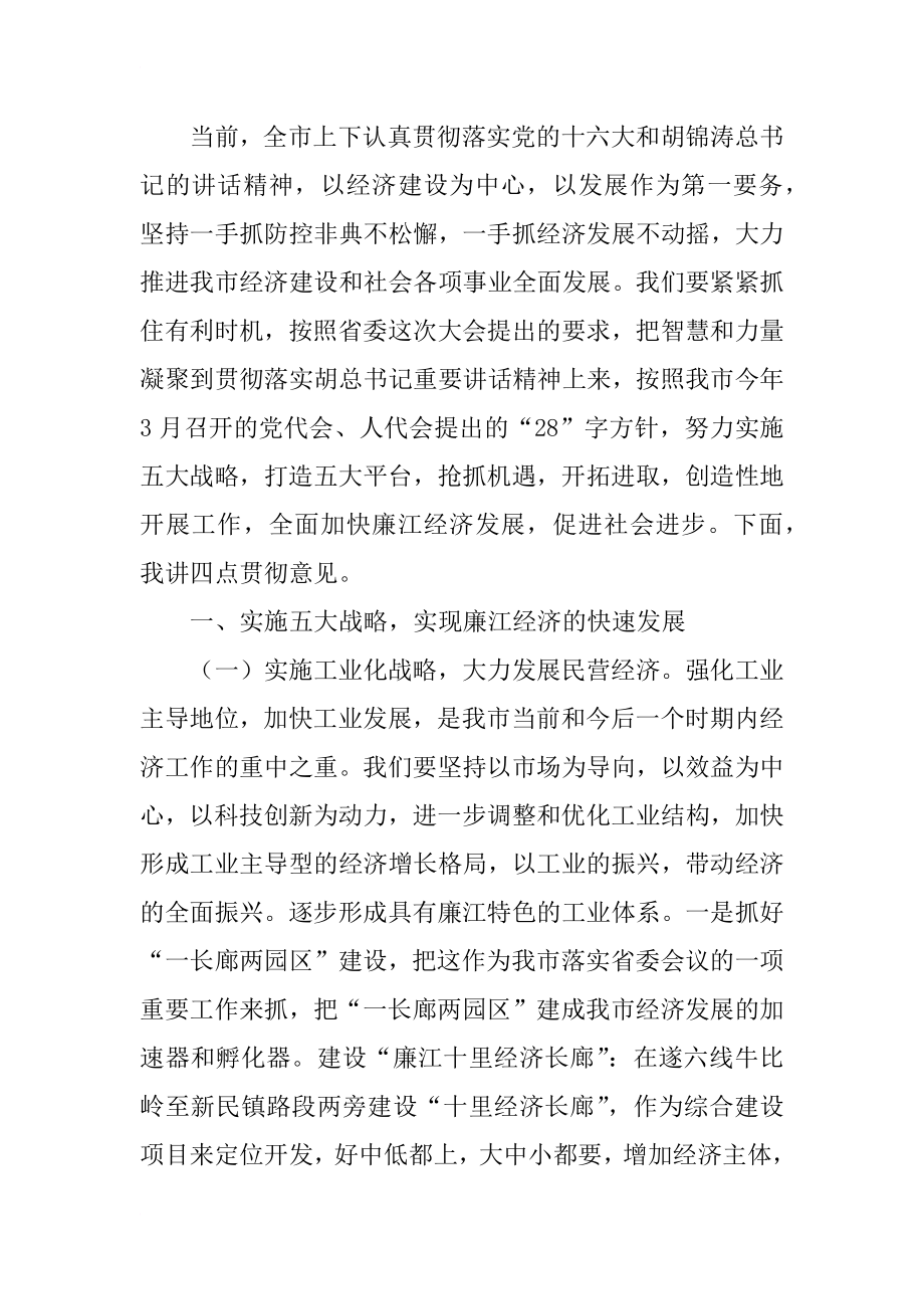 在贯彻落实中央领导讲话精神大会上的讲话.docx_第2页