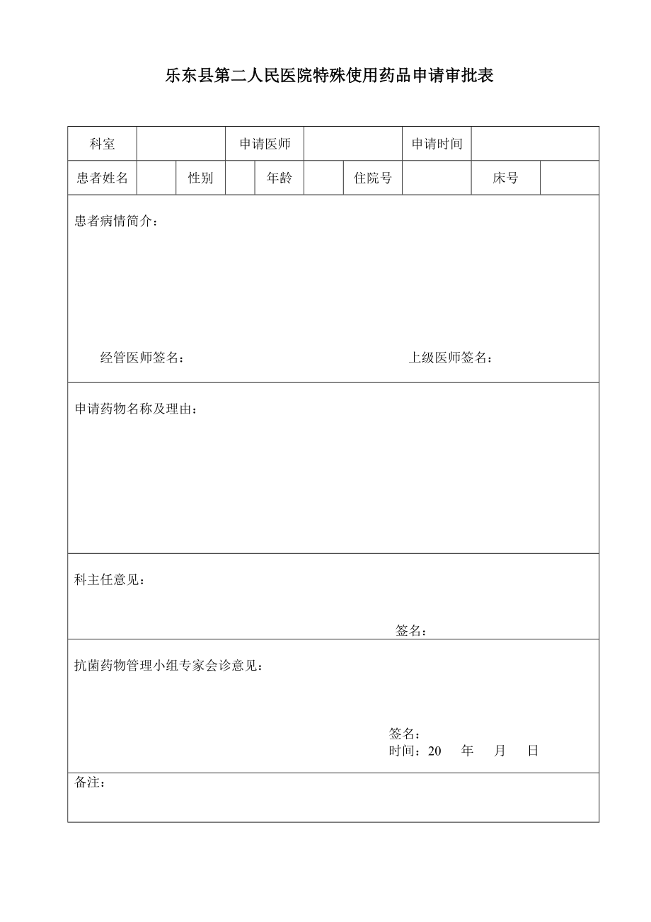 特殊使用药品申请表.doc_第1页