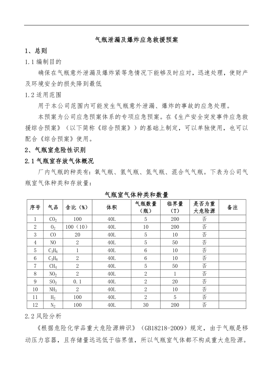 气瓶泄漏及爆炸应急救援预案.docx_第1页