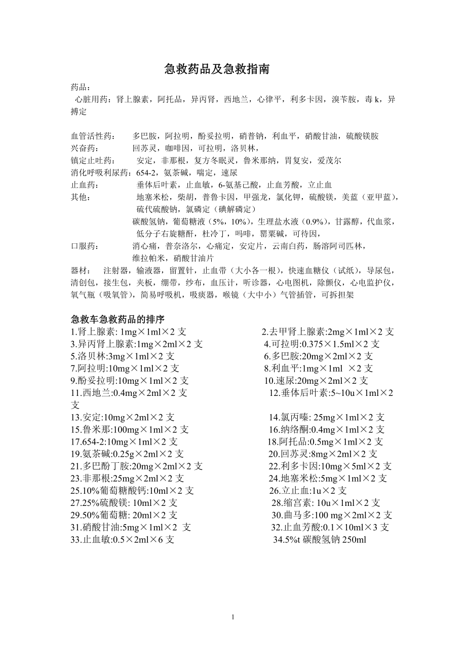 急救药品及急救指南.doc_第1页