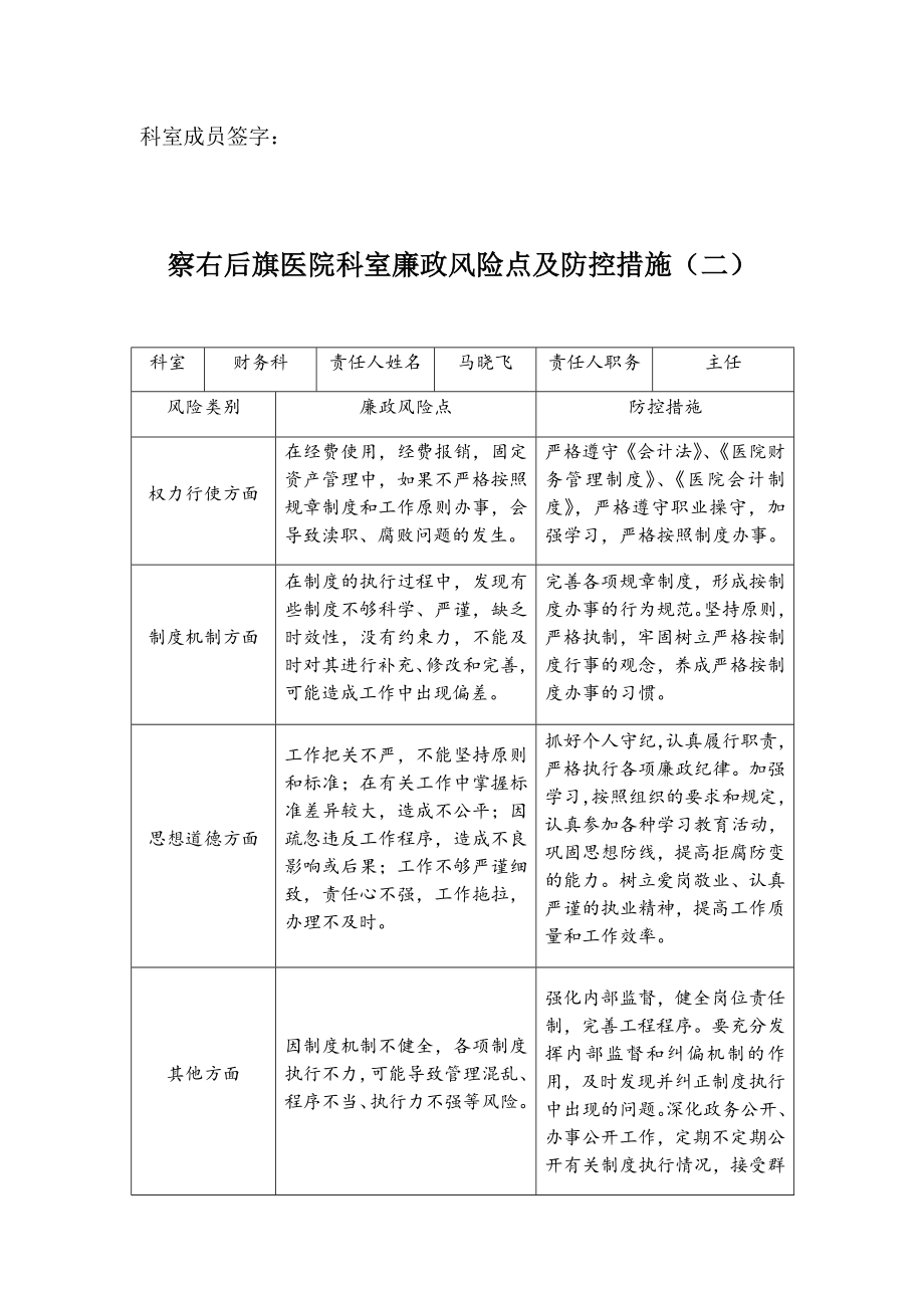 察右后旗医院科室廉政风险点及防控措施.docx_第2页