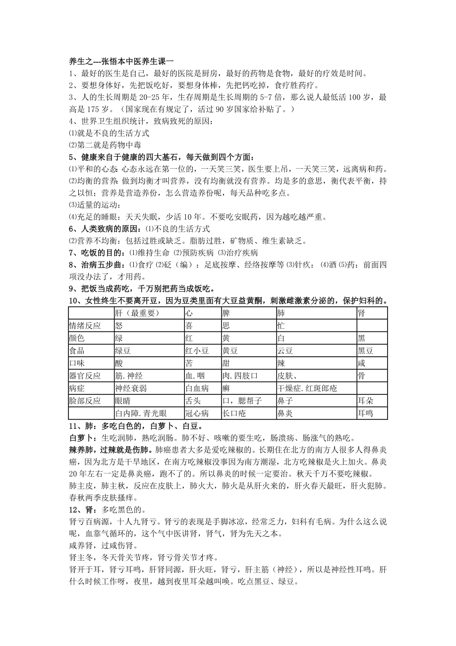 张悟本《大国医道》讲座笔记(精品).doc_第1页