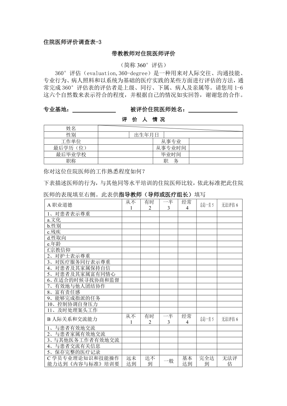 指导教师对住院医师评价.doc_第1页