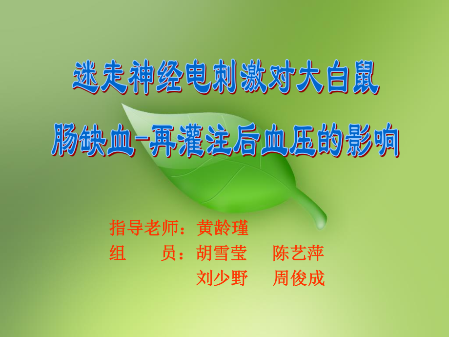 电刺激迷走神经对缺血再灌注影响0规范.ppt_第1页