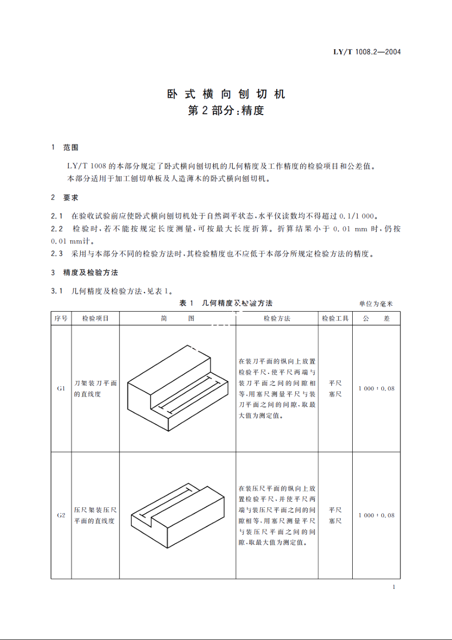 卧式横向刨切机　第2部分：精度 LYT 1008.2-2004.pdf_第3页