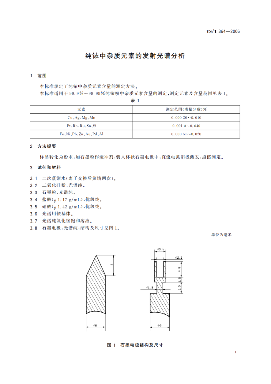 纯铱中杂质元素的发射光谱分析 YST 364-2006.pdf_第3页