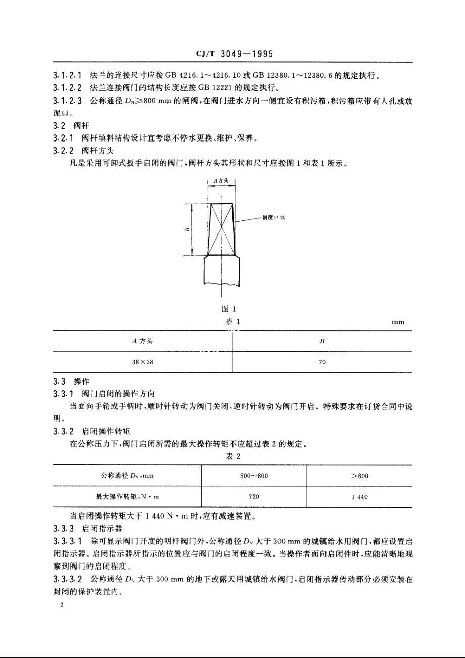 城镇给水用铁制阀门通用技术要求 CJT 3049-1995.pdf_第3页