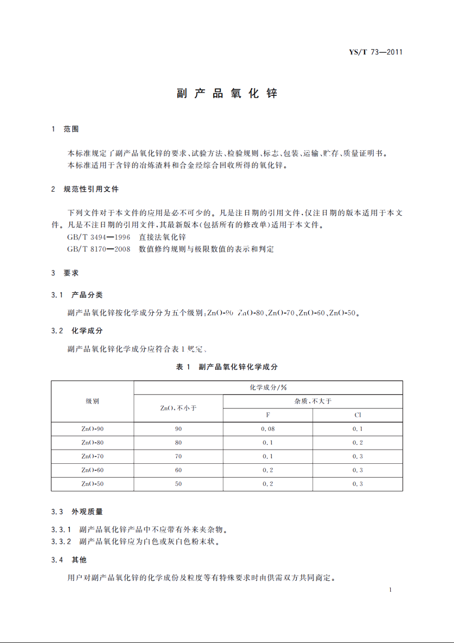 副产品氧化锌 YST 73-2011.pdf_第3页