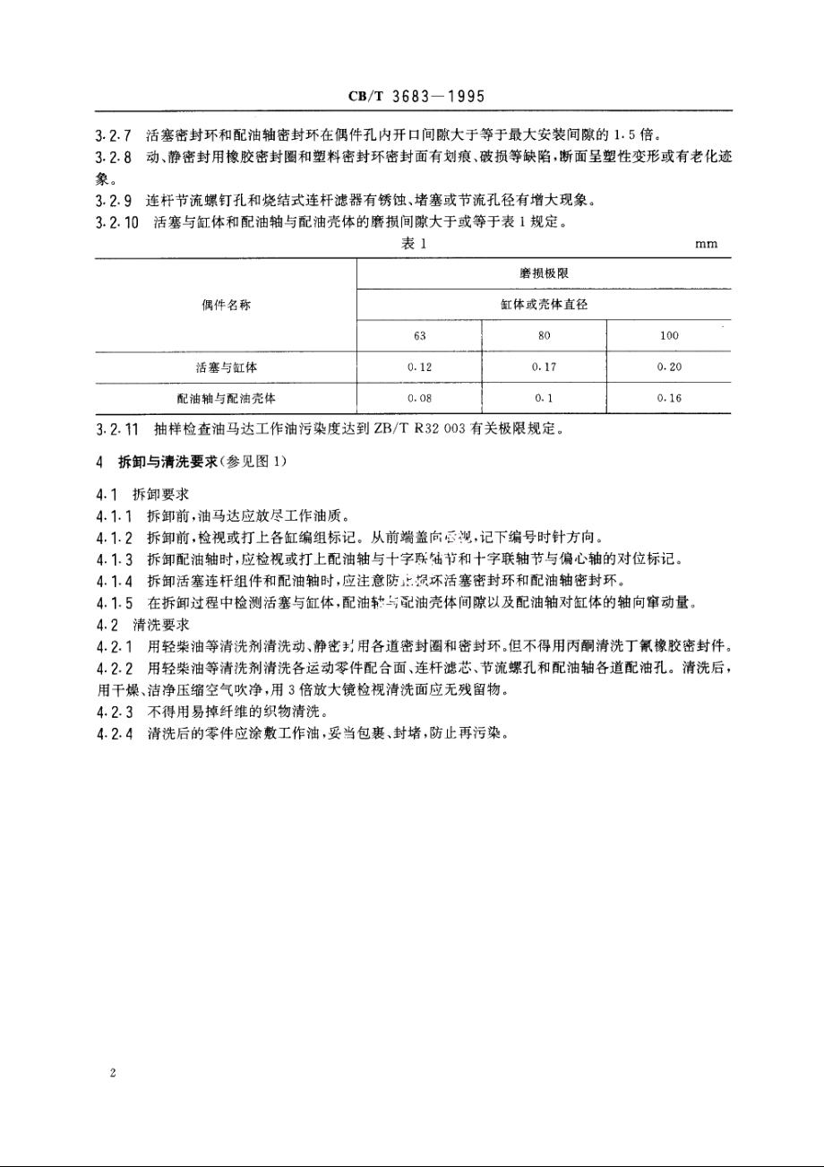 船用曲轴连杆径向柱塞液压马达修理技术要求 CBT 3683-1995.pdf_第3页