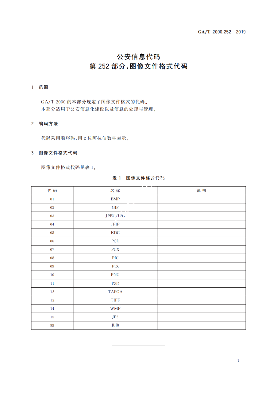 公安信息代码　第252部分：图像文件格式代码 GAT 2000.252-2019.pdf_第3页