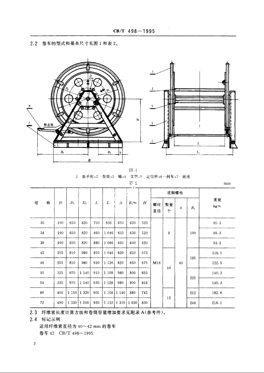 系泊纤维索卷车 CBT 498-1995.pdf_第3页