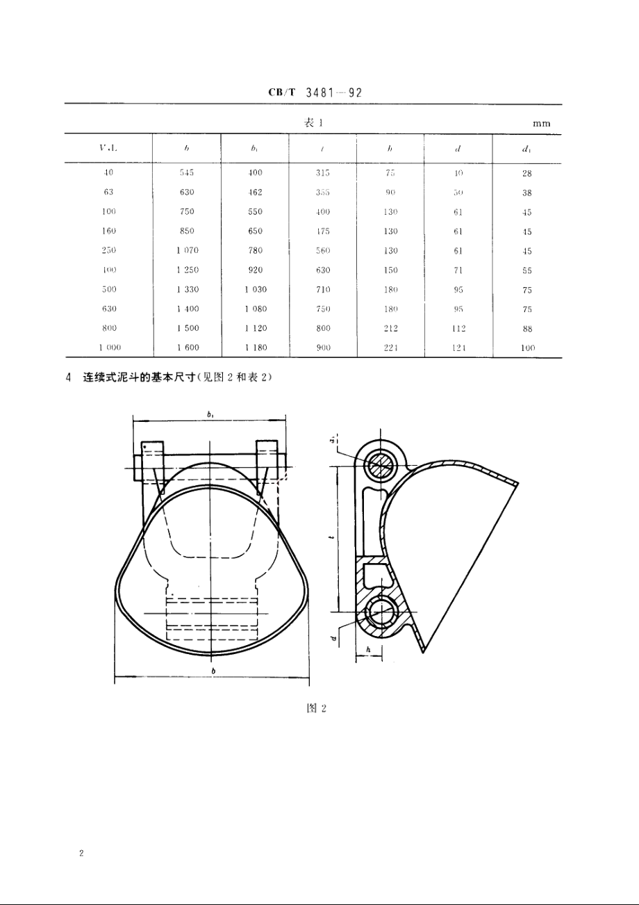 链斗挖泥船泥斗系列参数 CBT 3481-1992.pdf_第3页