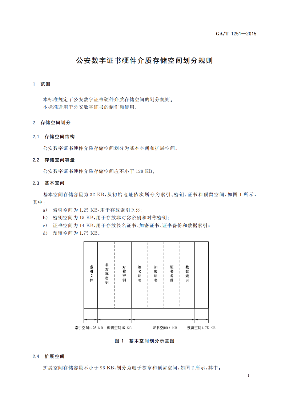 公安数字证书硬件介质存储空间划分规则 GAT 1251-2015.pdf_第3页