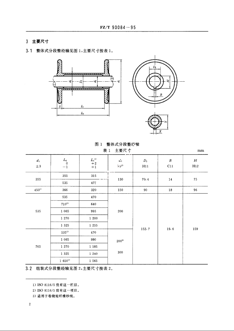 经编机用分段整经轴术语及主要尺寸 FZT 90084-1995.pdf_第3页