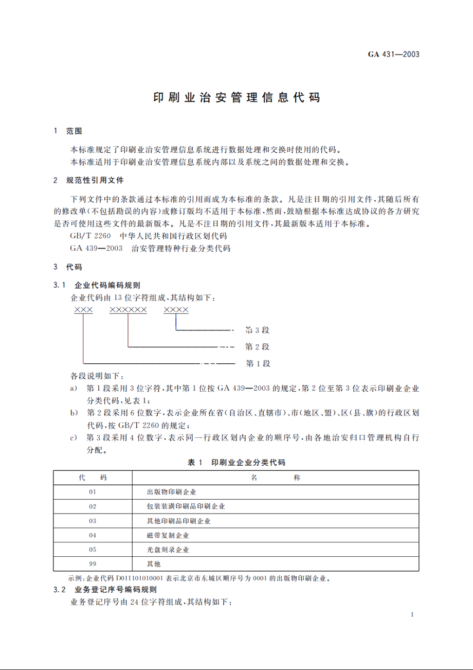 印刷业治安管理信息代码 GA 431-2003.pdf_第3页