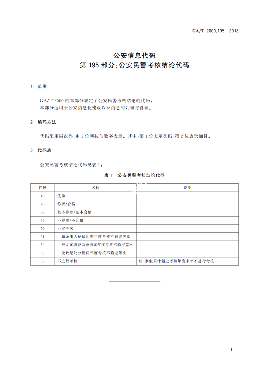 公安信息代码　第195部分：公安民警考核结论代码 GAT 2000.195-2018.pdf_第3页