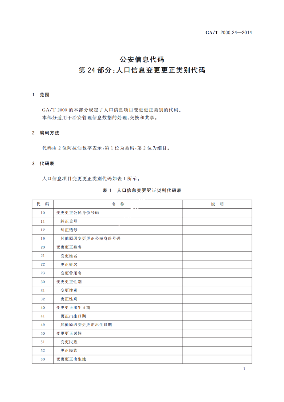 公安信息代码　第24部分：人口信息变更更正类别代码 GAT 2000.24-2014.pdf_第3页