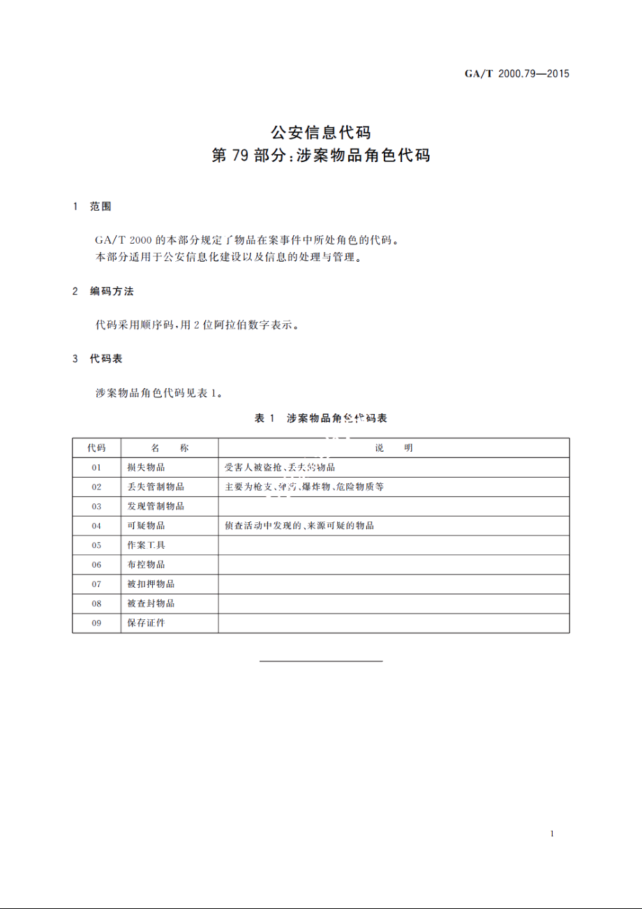 公安信息代码　第79部分：涉案物品角色代码 GAT 2000.79-2015.pdf_第3页