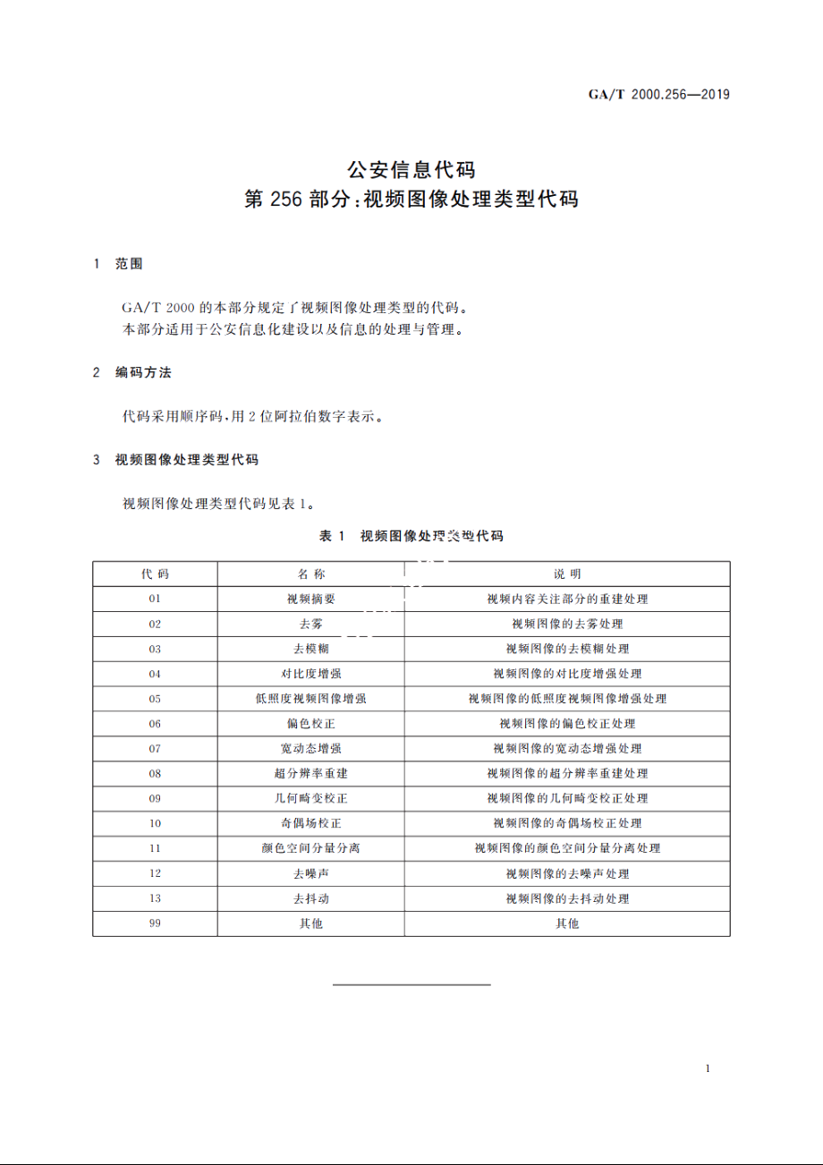 公安信息代码　第256部分：视频图像处理类型代码 GAT 2000.256-2019.pdf_第3页