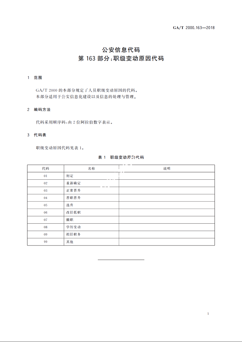 公安信息代码　第163部分：职级变动原因代码 GAT 2000.163-2018.pdf_第3页