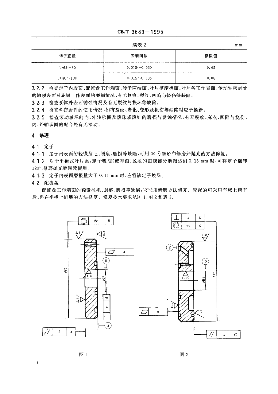 船用叶片泵修理技术要求 CBT 3689-1995.pdf_第3页