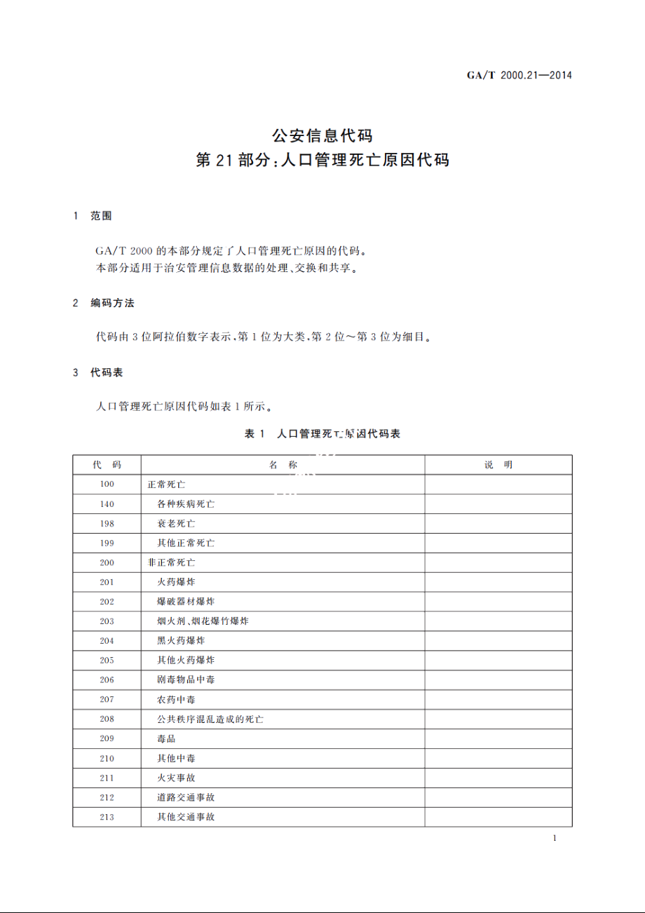 公安信息代码　第21部分：人口管理死亡原因代码 GAT 2000.21-2014.pdf_第3页