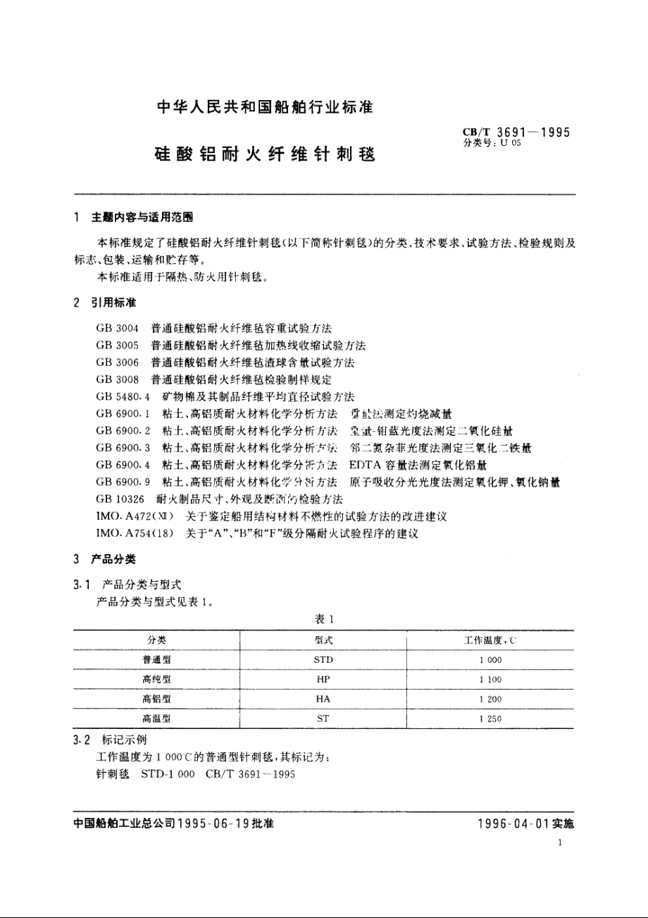 硅酸铝耐火纤维针刺毯 CBT 3691-1995.pdf_第2页