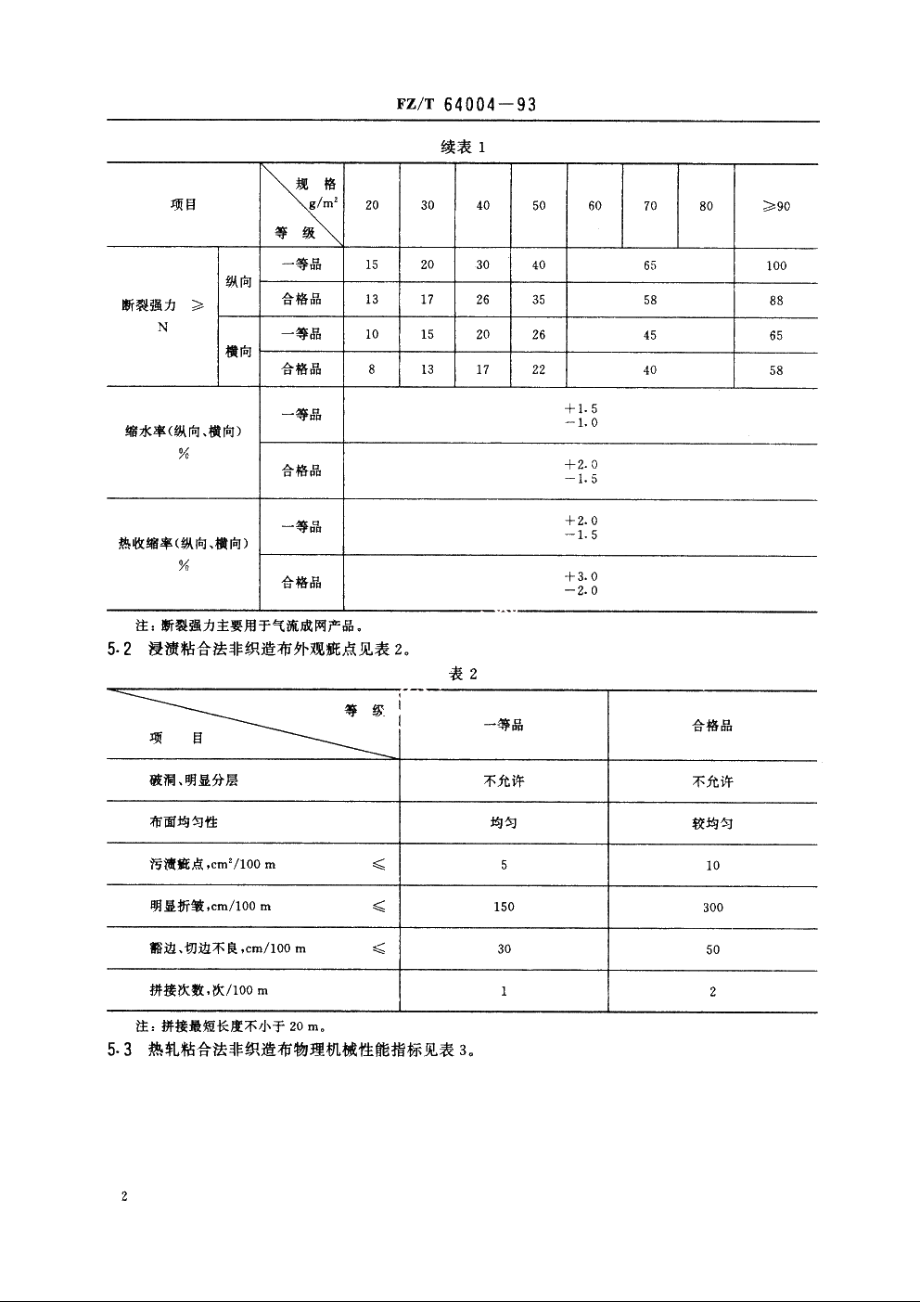 薄型粘合法非织造布 FZT 64004-1993.pdf_第3页