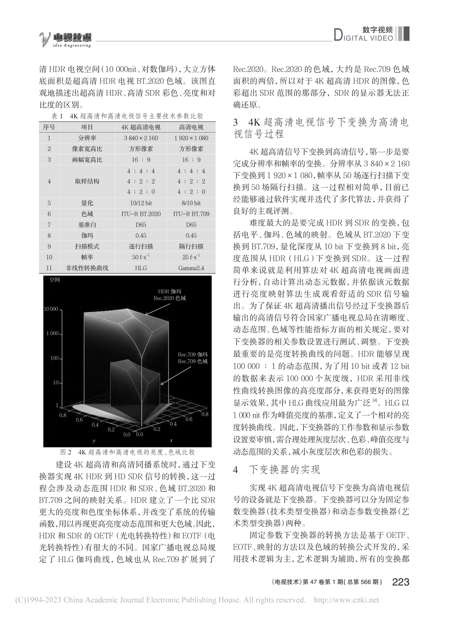 4K超高清和高清电视同播系统的下变换技术探讨_王伟.pdf_第3页