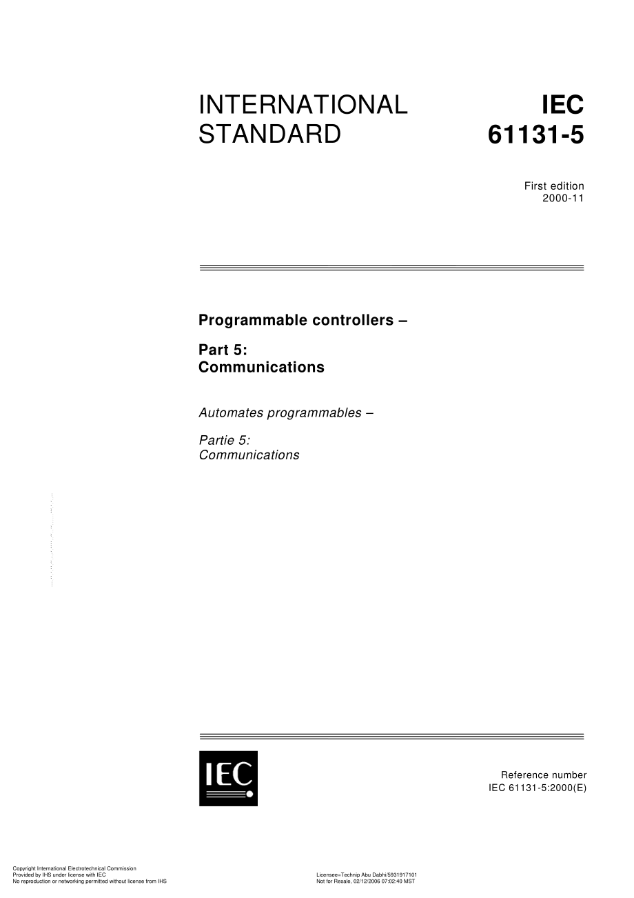 IEC_61131-5_Programmable_controllers_-_Communications_1.pdf_第1页