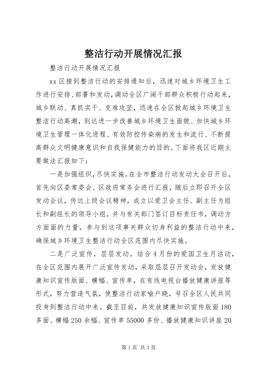 2023年整洁行动开展情况汇报.docx_第1页