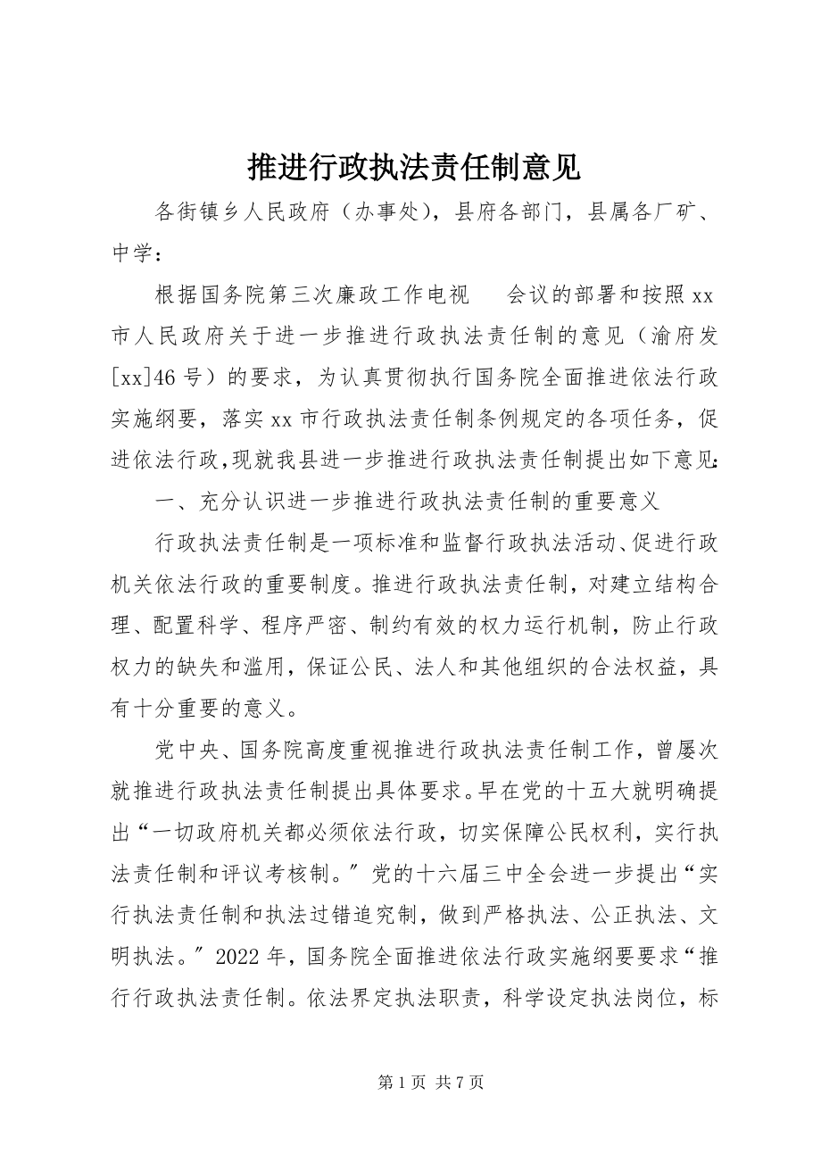 2023年推进行政执法责任制意见.docx_第1页