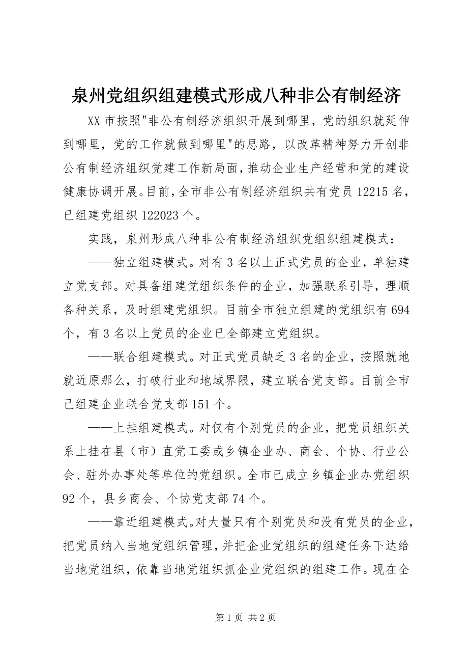 2023年泉州党组织组建模式形成八种非公有制经济.docx_第1页