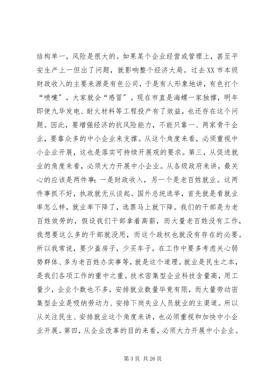 2023年在全市中小企业发展促进会上的致辞致辞稿.docx_第3页