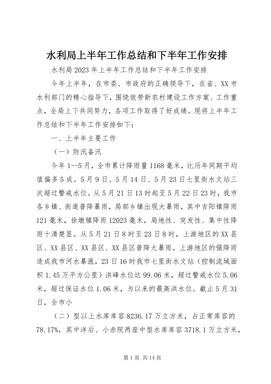 2023年水利局上半年工作总结和下半年工作安排.docx_第1页