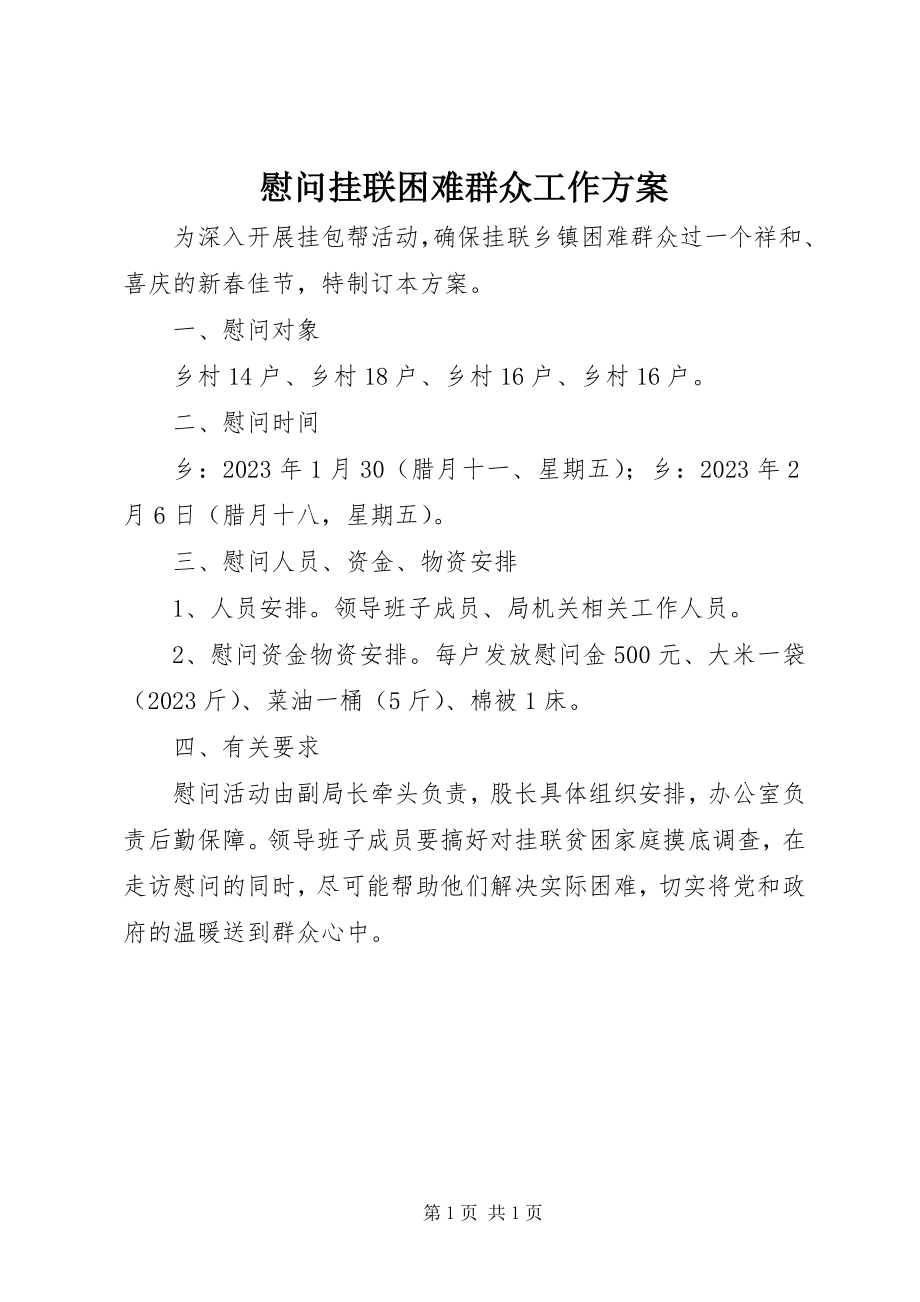 2023年慰问挂联困难群众工作方案.docx_第1页