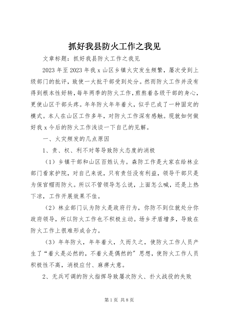 2023年抓好我县防火工作之我见.docx_第1页