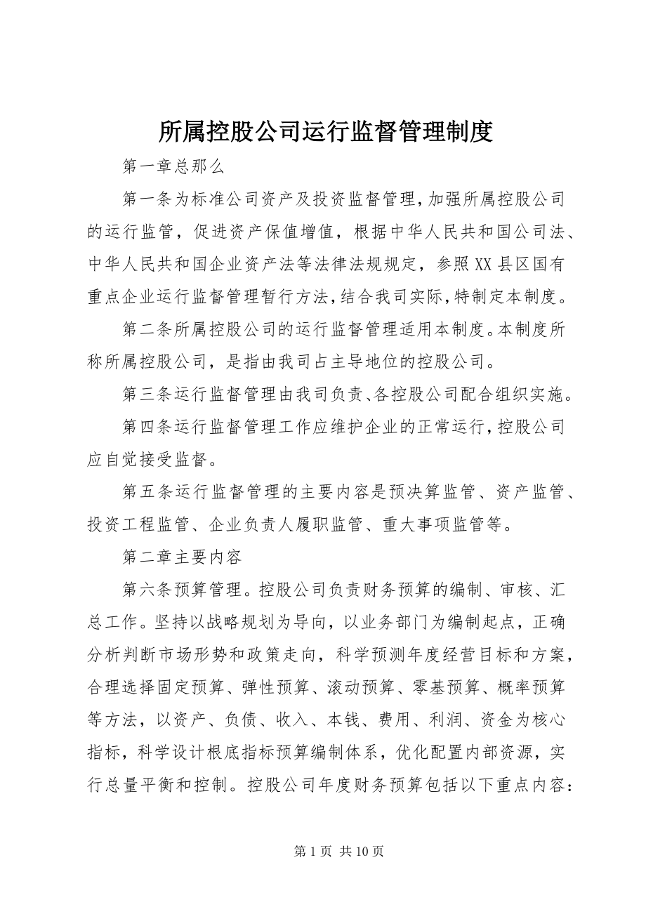 2023年所属控股公司运行监督管理制度.docx_第1页