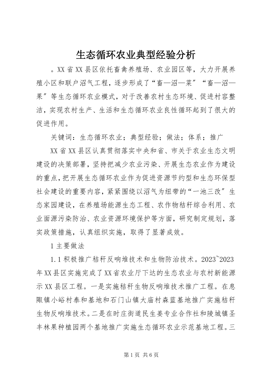 2023年生态循环农业典型经验分析.docx_第1页