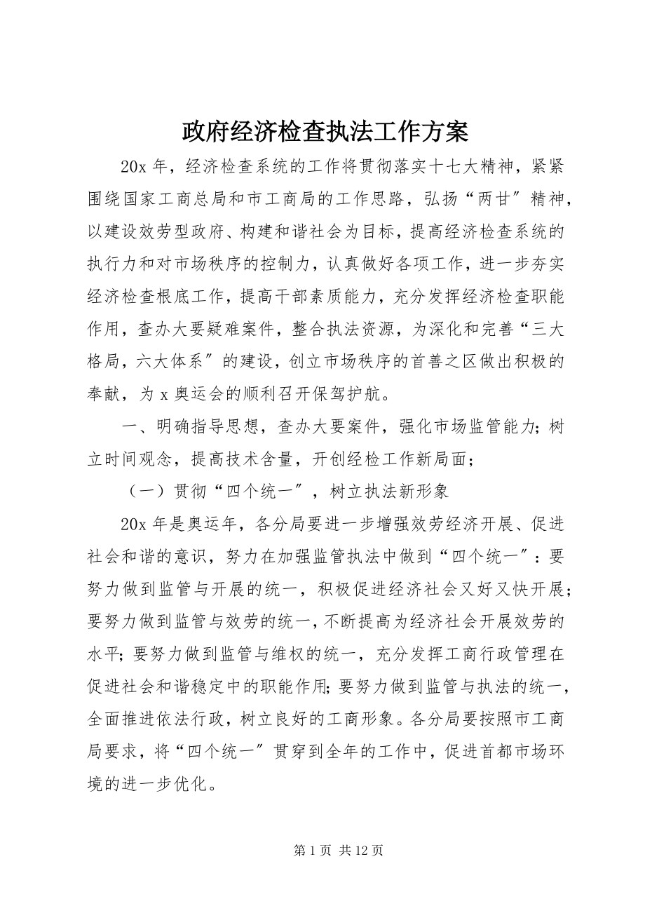 2023年政府经济检查执法工作计划.docx_第1页