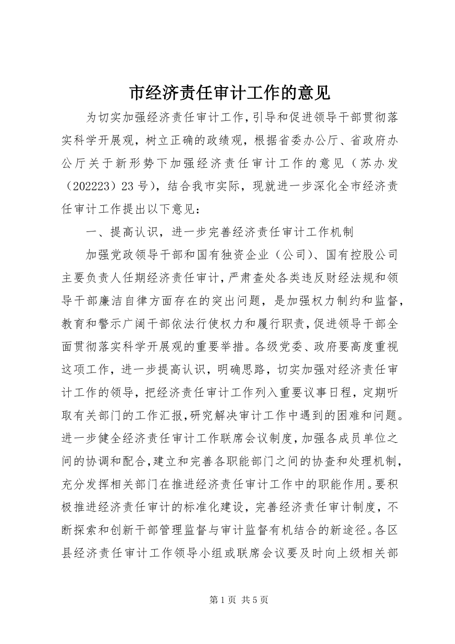 2023年市经济责任审计工作的意见.docx_第1页