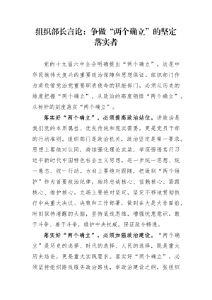 党办：组织部长言论：争做“两个确立”的坚定落实者.docx