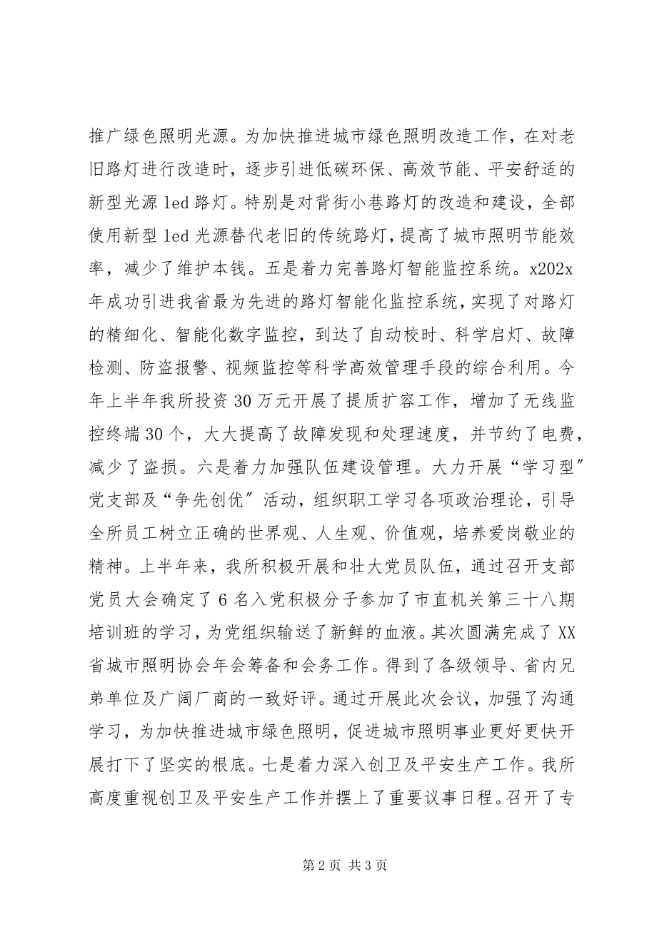 2023年市路灯管理所半年工作总结及下半年工作思路.docx_第2页