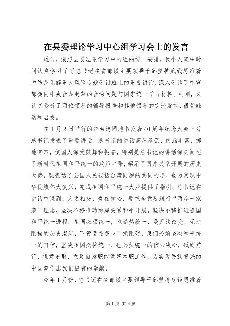 2023年在县委理论学习中心组学习会上的讲话.docx_第1页