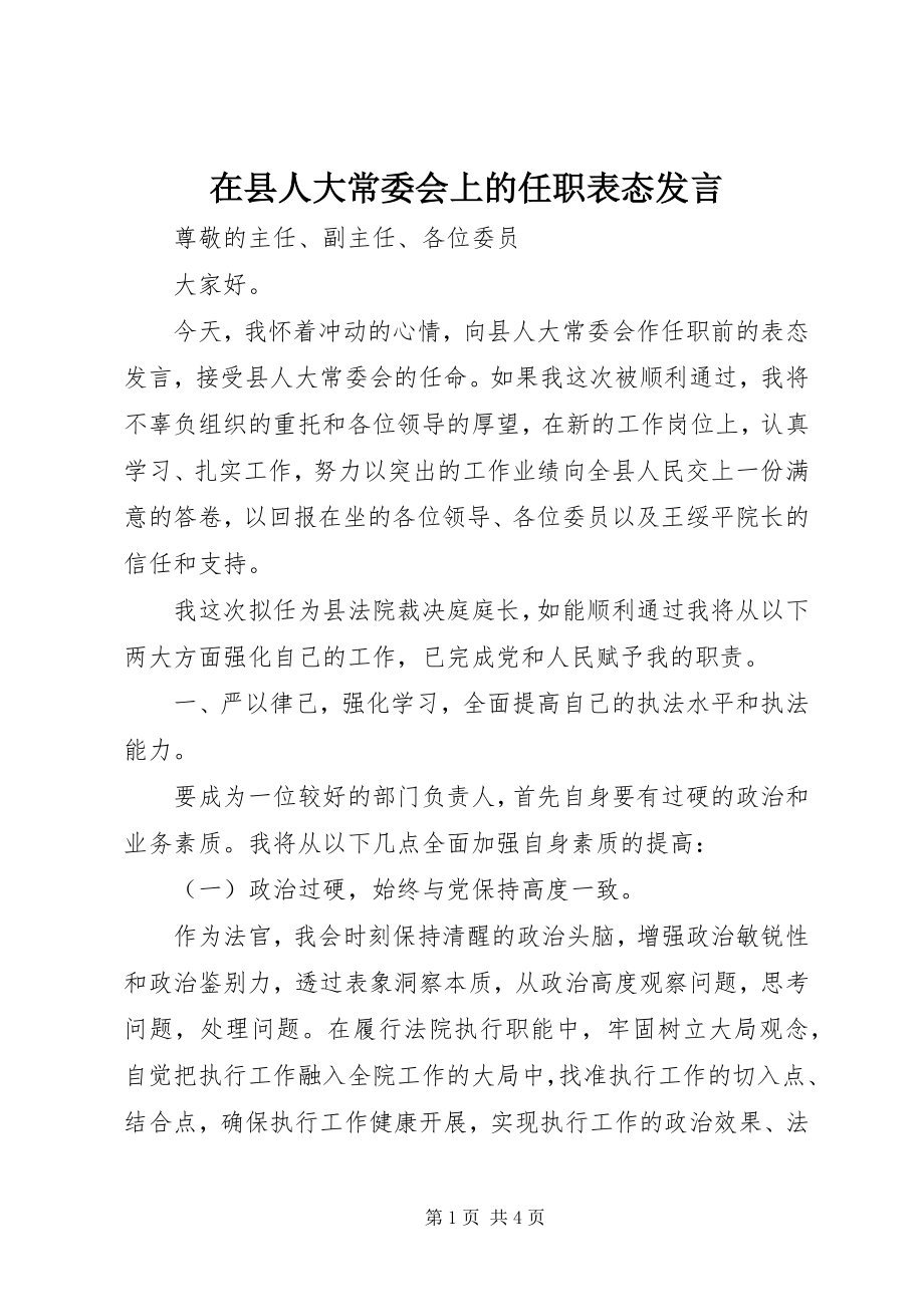 2023年在县人大常委会上的任职表态讲话.docx_第1页